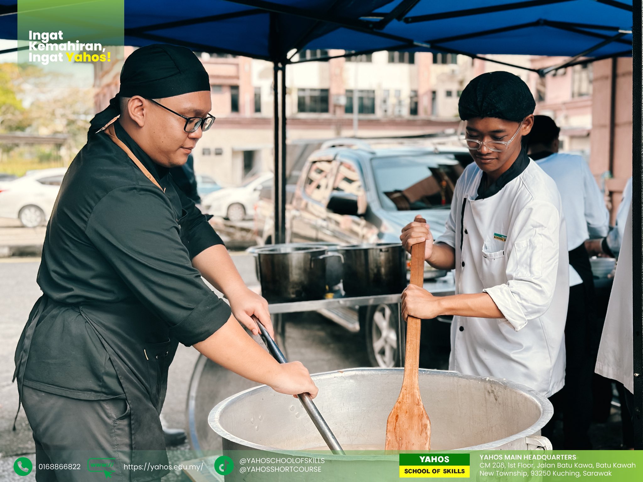 Aktiviti Agihan Bubur Lambuk oleh warga Yahos School of Skills MJC Ba3u Kawa sempena bulan Ramadan