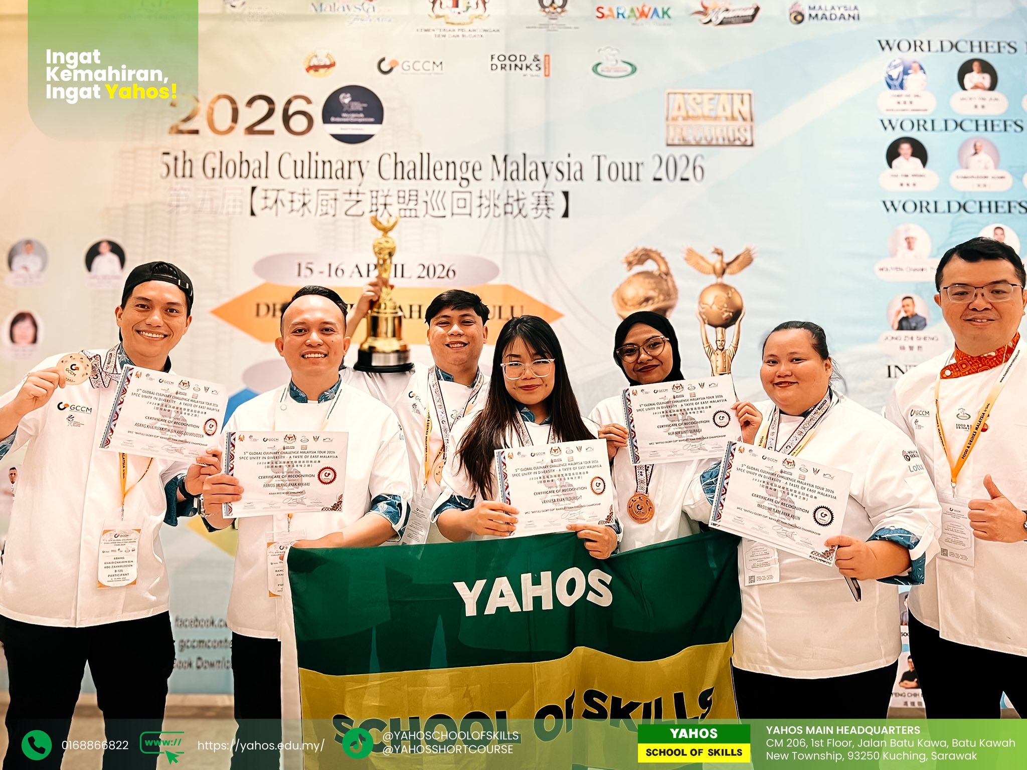 Congratulations to the culinary team of Yahos School of Skills for their outstanding achievement at the 5th Global Culinary Challenge Malaysia Tour 2026